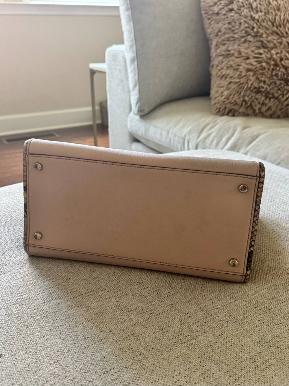 kate spade Blush Pink Satchel with Snake-Print Trim - Picture 5 of 6